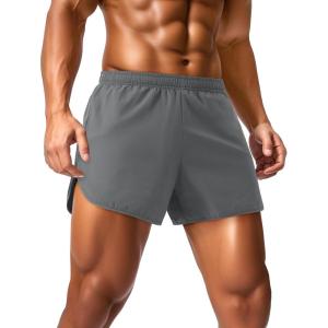 imageMAGCOMSEN Mens Running Shorts Mens 3 Inch Shorts Quick Dry Lightweight for Athleic Workout Gym Sports with Liner PocketLight Grey