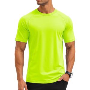 imageMAGCOMSEN Mens Short Sleeve UPF 50 TShirt Swim Quick Dry Rash Guard Athletic Surf Shirts Performance Water ShirtsFluorescent Green