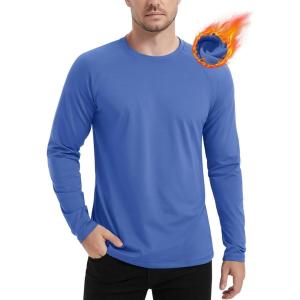 imageMAGCOMSEN Mens Thermal Shirt Fleece Lined Long Sleeve Athletic Base Layer Workout TopBlue Grey