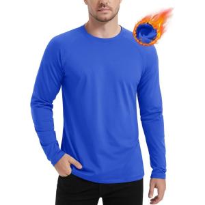 imageMAGCOMSEN Mens Thermal Shirt Fleece Lined Long Sleeve Athletic Base Layer Workout TopBright Blue