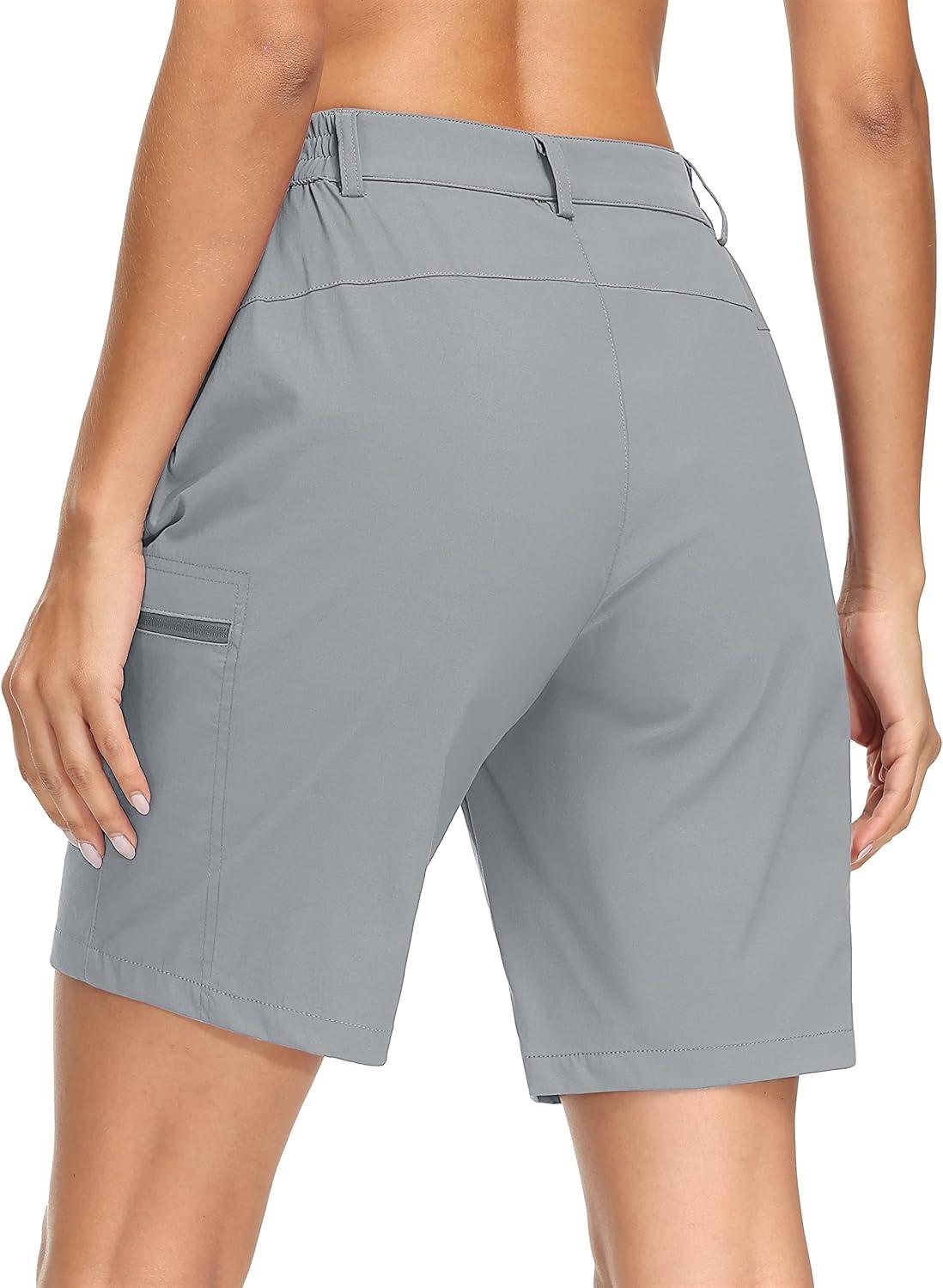 imageMAGCOMSEN Womens Hiking Shorts Quick Dry Lightweight Golf Shorts with 4 Pockets Summer Casual Athletic Running ShortsLight Grey