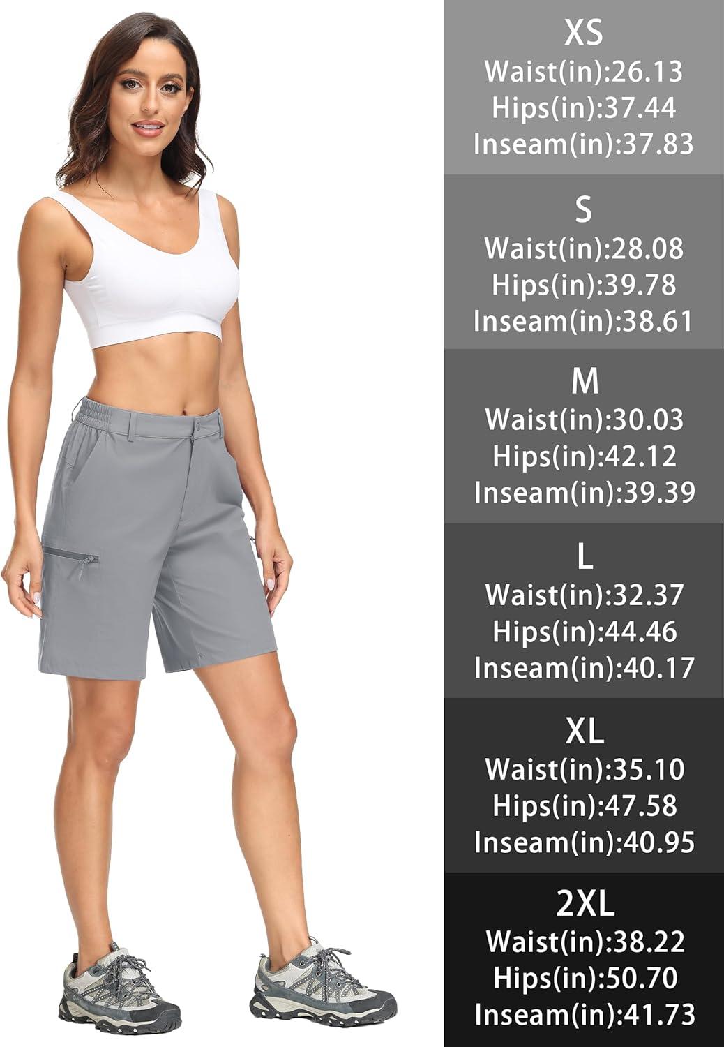 imageMAGCOMSEN Womens Hiking Shorts Quick Dry Lightweight Golf Shorts with 4 Pockets Summer Casual Athletic Running ShortsLight Grey