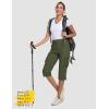 imageMAGCOMSEN Womens Cargo Capris Pants with 6 Pockets Lightweight Water Resistant Hiking Travel Pants Summer CasualArmy Green