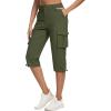 imageMAGCOMSEN Womens Cargo Capris Pants with 6 Pockets Lightweight Water Resistant Hiking Travel Pants Summer CasualArmy Green