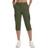 imageMAGCOMSEN Womens Cargo Capris Pants with 6 Pockets Lightweight Water Resistant Hiking Travel Pants Summer CasualArmy Green