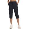 imageMAGCOMSEN Womens Cargo Capris Pants with 6 Pockets Lightweight Water Resistant Hiking Travel Pants Summer CasualBlack