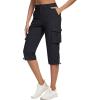 imageMAGCOMSEN Womens Cargo Capris Pants with 6 Pockets Lightweight Water Resistant Hiking Travel Pants Summer CasualBlack