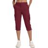 imageMAGCOMSEN Womens Cargo Capris Pants with 6 Pockets Lightweight Water Resistant Hiking Travel Pants Summer CasualBurgundy