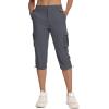 imageMAGCOMSEN Womens Cargo Capris Pants with 6 Pockets Lightweight Water Resistant Hiking Travel Pants Summer CasualGrey