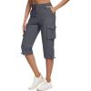 imageMAGCOMSEN Womens Cargo Capris Pants with 6 Pockets Lightweight Water Resistant Hiking Travel Pants Summer CasualGrey