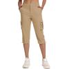 imageMAGCOMSEN Womens Cargo Capris Pants with 6 Pockets Lightweight Water Resistant Hiking Travel Pants Summer CasualKhaki