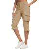 imageMAGCOMSEN Womens Cargo Capris Pants with 6 Pockets Lightweight Water Resistant Hiking Travel Pants Summer CasualKhaki