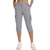 imageMAGCOMSEN Womens Cargo Capris Pants with 6 Pockets Lightweight Water Resistant Hiking Travel Pants Summer CasualLight Grey