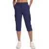 imageMAGCOMSEN Womens Cargo Capris Pants with 6 Pockets Lightweight Water Resistant Hiking Travel Pants Summer CasualNavy