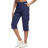 imageMAGCOMSEN Womens Cargo Capris Pants with 6 Pockets Lightweight Water Resistant Hiking Travel Pants Summer CasualNavy