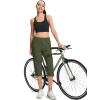 imageMAGCOMSEN Womens Hiking Capris Pants Cargo Lightweight Stretch Water Resistant Joggers with 5 Pockets for OutdoorArmy Green
