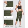 imageMAGCOMSEN Womens Hiking Capris Pants Cargo Lightweight Stretch Water Resistant Joggers with 5 Pockets for OutdoorArmy Green