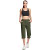imageMAGCOMSEN Womens Hiking Capris Pants Cargo Lightweight Stretch Water Resistant Joggers with 5 Pockets for OutdoorArmy Green