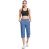 imageMAGCOMSEN Womens Hiking Capris Pants Cargo Lightweight Stretch Water Resistant Joggers with 5 Pockets for OutdoorBlue Grey
