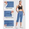 imageMAGCOMSEN Womens Hiking Capris Pants Cargo Lightweight Stretch Water Resistant Joggers with 5 Pockets for OutdoorBlue Grey