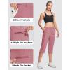 imageMAGCOMSEN Womens Hiking Capris Pants Cargo Lightweight Stretch Water Resistant Joggers with 5 Pockets for OutdoorGrey Pink