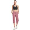 imageMAGCOMSEN Womens Hiking Capris Pants Cargo Lightweight Stretch Water Resistant Joggers with 5 Pockets for OutdoorGrey Pink
