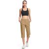 imageMAGCOMSEN Womens Hiking Capris Pants Cargo Lightweight Stretch Water Resistant Joggers with 5 Pockets for OutdoorKhaki