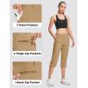 imageMAGCOMSEN Womens Hiking Capris Pants Cargo Lightweight Stretch Water Resistant Joggers with 5 Pockets for OutdoorKhaki
