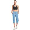 imageMAGCOMSEN Womens Hiking Capris Pants Cargo Lightweight Stretch Water Resistant Joggers with 5 Pockets for OutdoorLight Blue