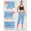 imageMAGCOMSEN Womens Hiking Capris Pants Cargo Lightweight Stretch Water Resistant Joggers with 5 Pockets for OutdoorLight Blue