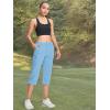 imageMAGCOMSEN Womens Hiking Capris Pants Cargo Lightweight Stretch Water Resistant Joggers with 5 Pockets for OutdoorLight Blue
