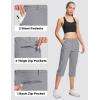imageMAGCOMSEN Womens Hiking Capris Pants Cargo Lightweight Stretch Water Resistant Joggers with 5 Pockets for OutdoorLight Grey