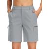 imageMAGCOMSEN Womens Hiking Shorts Quick Dry Lightweight Golf Shorts with 4 Pockets Summer Casual Athletic Running ShortsLight Grey