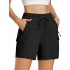 imageMAGCOMSEN Womens 5 Hiking Cargo Shorts UPF 50 Quick Dry Lightweight Athletic Golf Outdoor Summer with Zipper PocketsBlack