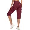 imageMAGCOMSEN Womens Cargo Capris Pants with 6 Pockets Lightweight Water Resistant Hiking Travel Pants Summer CasualBurgundy