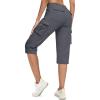 imageMAGCOMSEN Womens Cargo Capris Pants with 6 Pockets Lightweight Water Resistant Hiking Travel Pants Summer CasualGrey