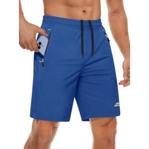 imageMAGCOMSEN Mens Athletic Running Shorts 9quot Quick Dry Lightweight Sport Workout Hiking Gym Shorts with Zipper PocketsBlue