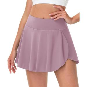 imageMAGCOMSEN Womens Tennis Skorts with Pockets High Waisted Golf Skirts Inner Shorts Pickleball Athletic Workout SkortsGray Purple