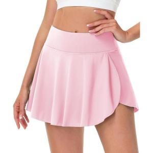 imageMAGCOMSEN Womens Tennis Skorts with Pockets High Waisted Golf Skirts Inner Shorts Pickleball Athletic Workout SkortsLight Pink