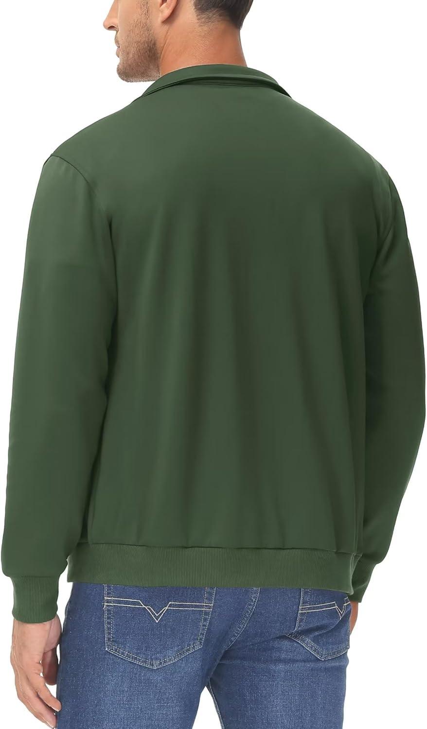 imageMAGCOMSEN Mens Track Jackets Lightweight FullZip Casual Coat Workout Running Athletic Active Jacket With PocketsArmy Green