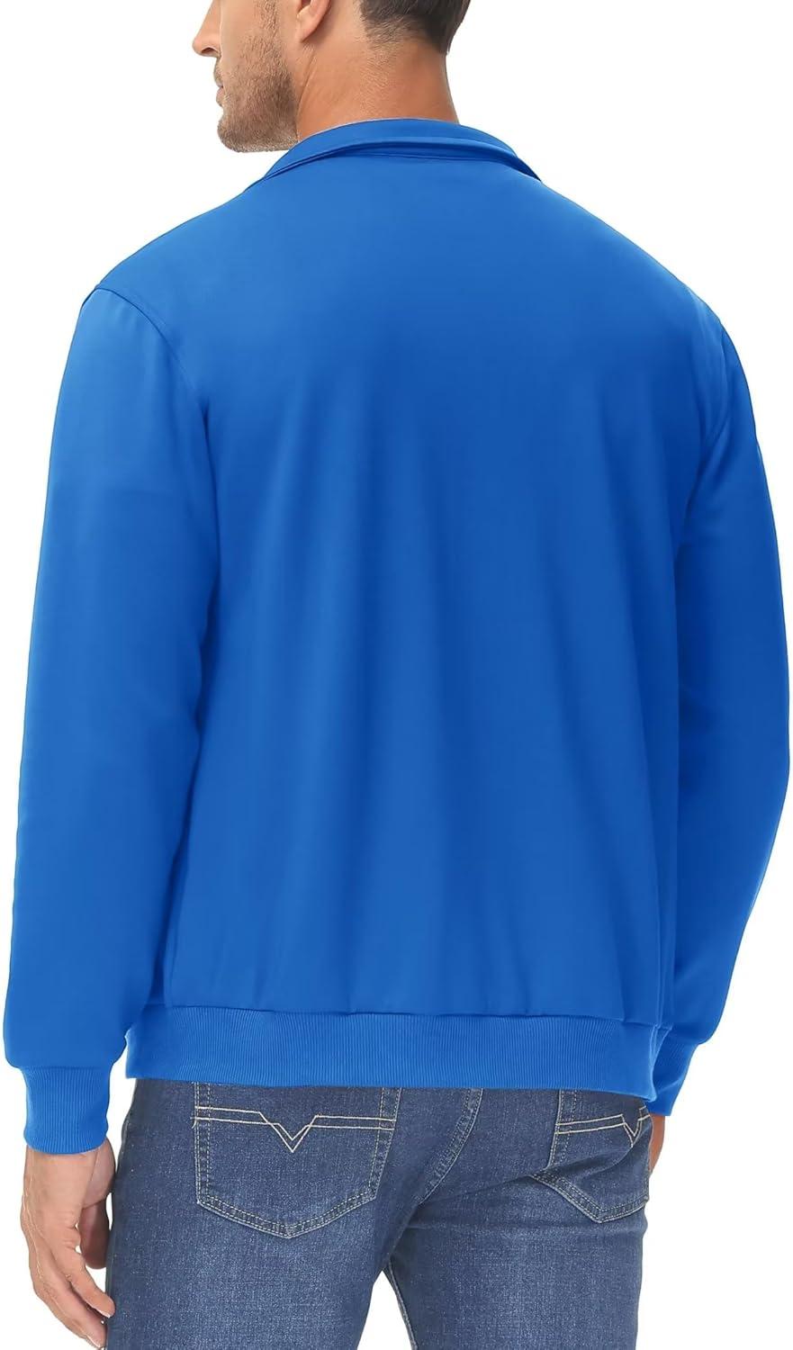 imageMAGCOMSEN Mens Track Jackets Lightweight FullZip Casual Coat Workout Running Athletic Active Jacket With PocketsBright Blue