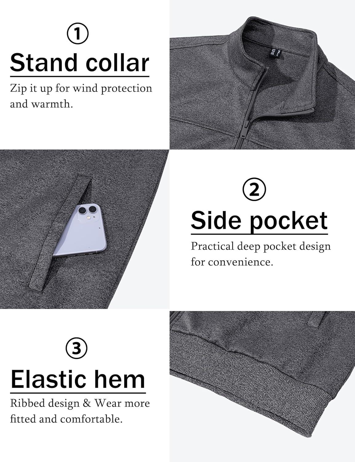 imageMAGCOMSEN Mens Track Jackets Lightweight FullZip Casual Coat Workout Running Athletic Active Jacket With PocketsDark Grey