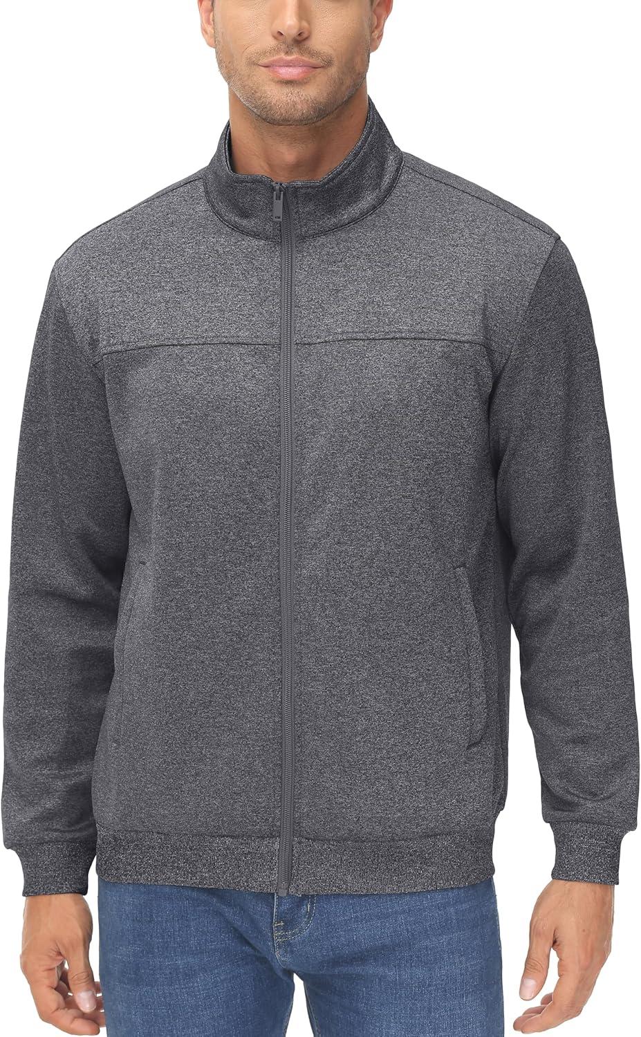 imageMAGCOMSEN Mens Track Jackets Lightweight FullZip Casual Coat Workout Running Athletic Active Jacket With PocketsDark Grey
