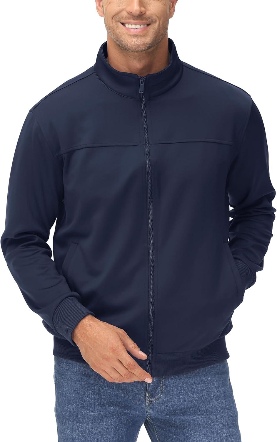 imageMAGCOMSEN Mens Track Jackets Lightweight FullZip Casual Coat Workout Running Athletic Active Jacket With PocketsNavy
