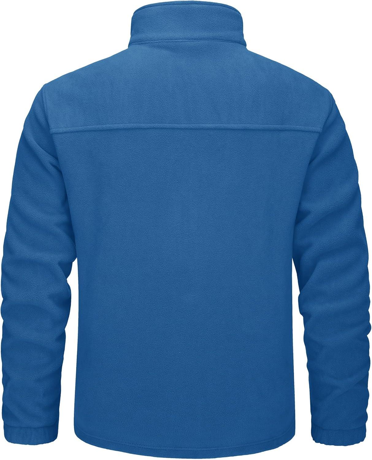 imageMAGCOMSEN Mens Winter Zip Up Polar Fleece Jacket Athletic Tactical Hiking Outdoor Jackets with 3 PocketsBlue Green