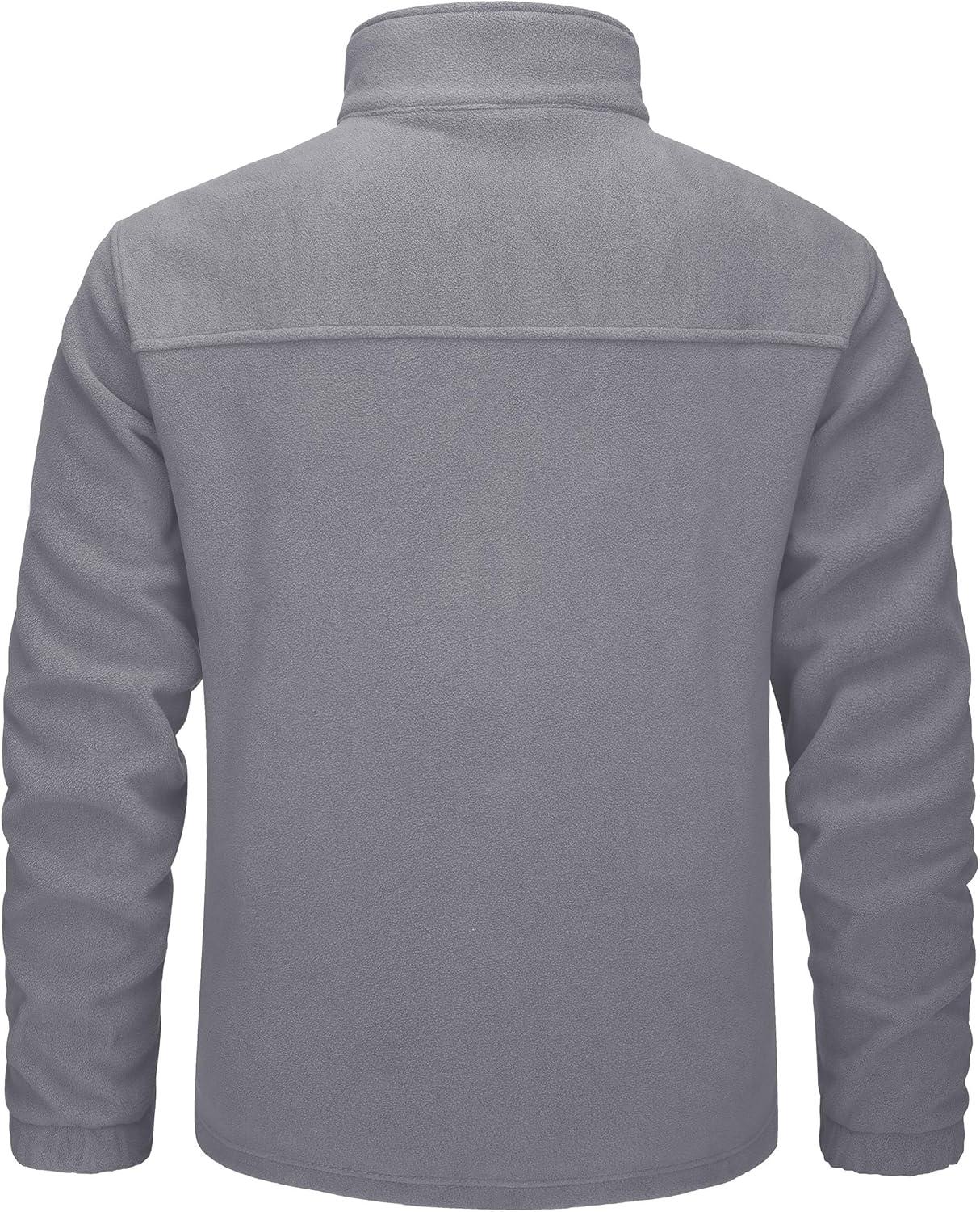 imageMAGCOMSEN Mens Winter Zip Up Polar Fleece Jacket Athletic Tactical Hiking Outdoor Jackets with 3 PocketsLight Grey
