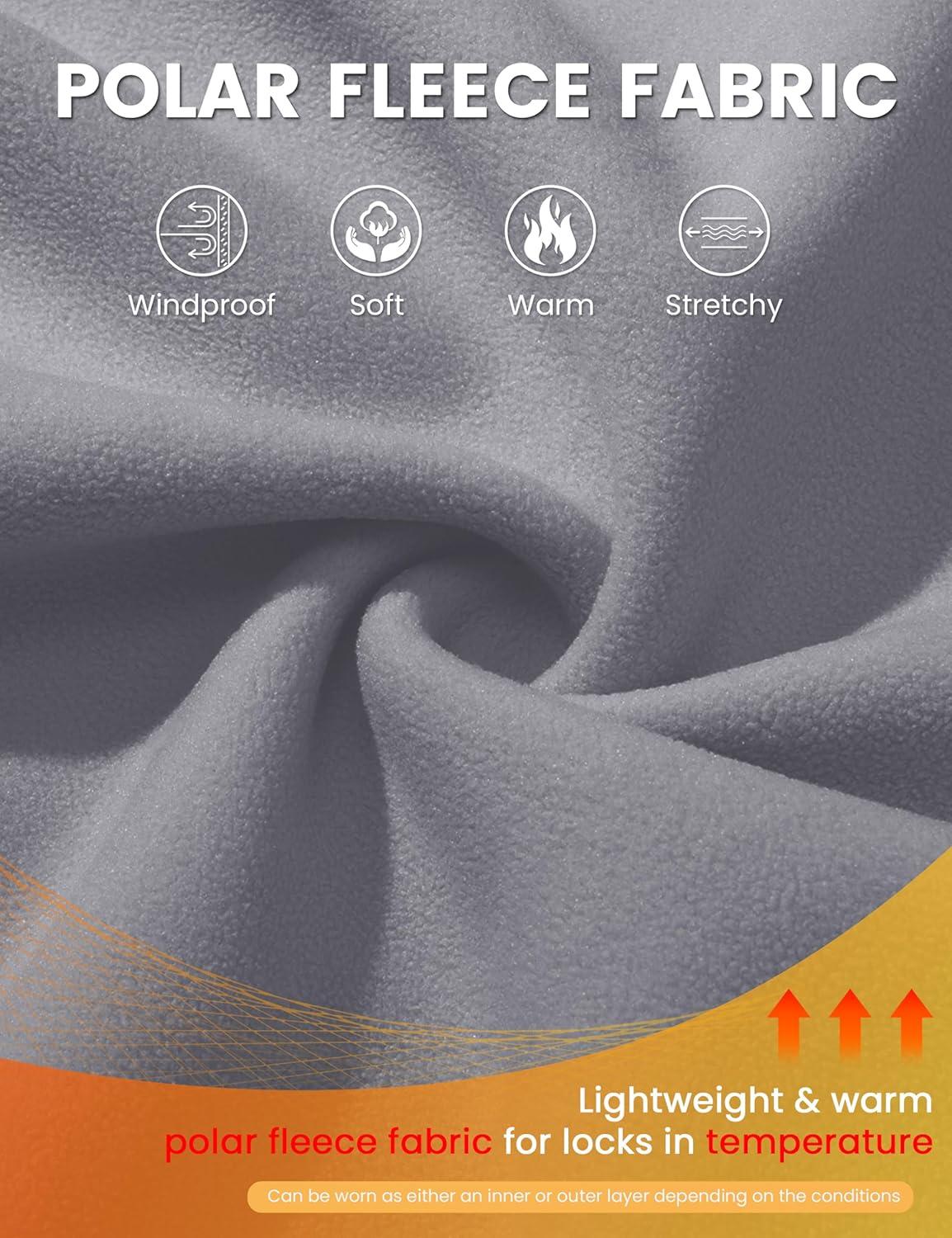 imageMAGCOMSEN Mens Winter Zip Up Polar Fleece Jacket Athletic Tactical Hiking Outdoor Jackets with 3 PocketsLight Grey