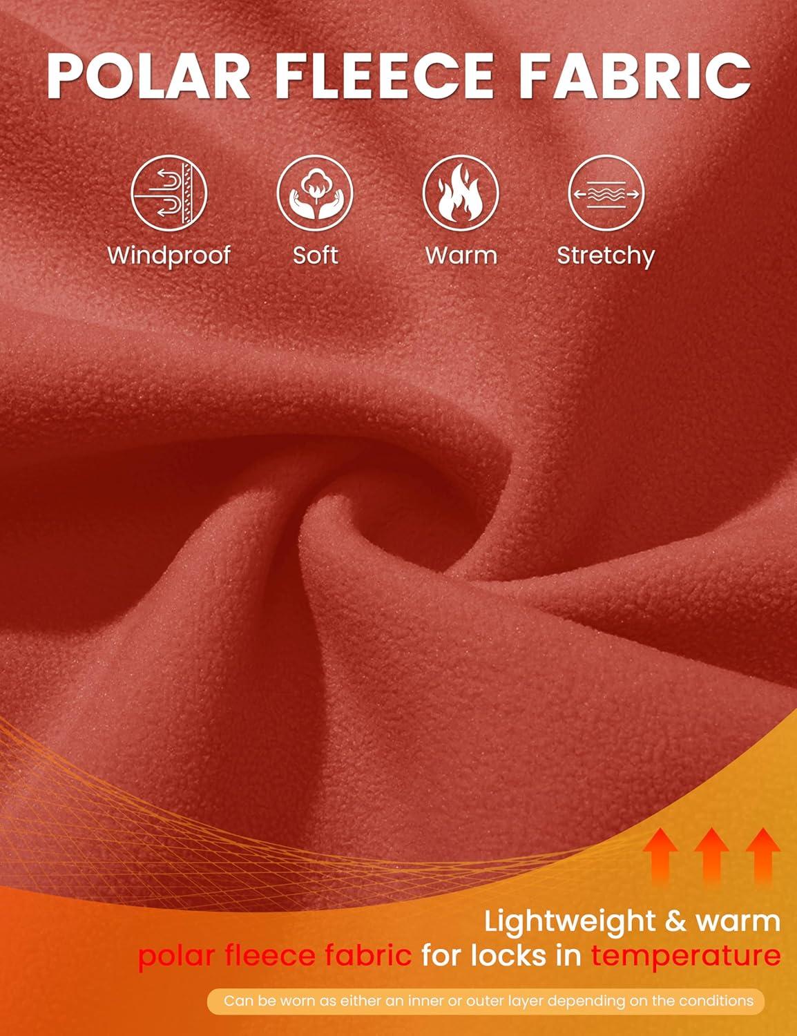 imageMAGCOMSEN Mens Winter Zip Up Polar Fleece Jacket Athletic Tactical Hiking Outdoor Jackets with 3 PocketsOrange Red