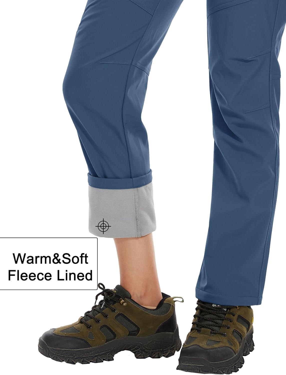 imageMAGCOMSEN Womens Fleece Lined Waterproof Insulated Snow Ski Pants Winter Warm Hiking Pants Outdoor SoftshellBlue Grey