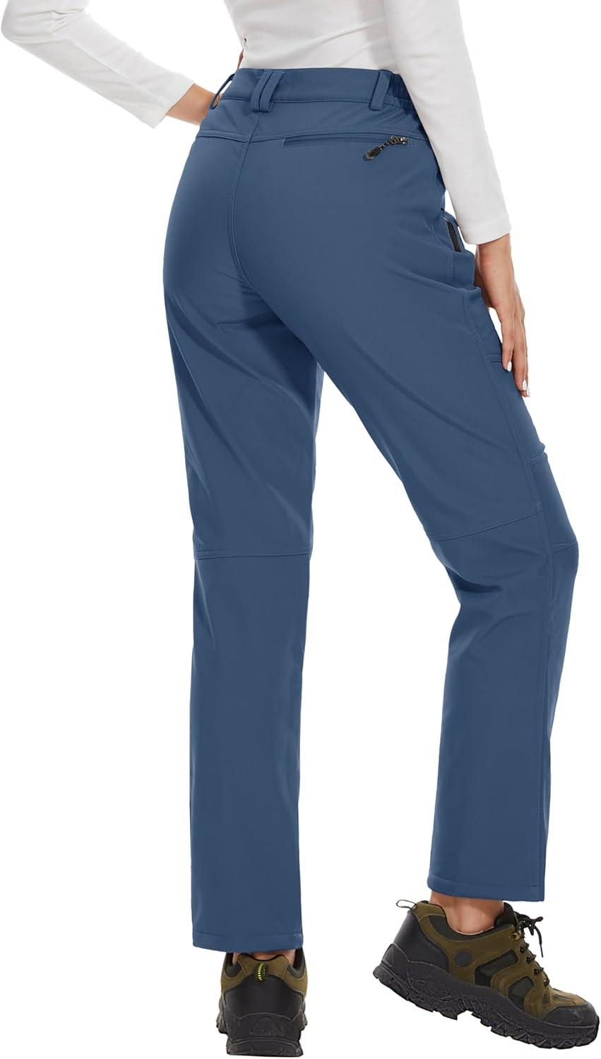 imageMAGCOMSEN Womens Fleece Lined Waterproof Insulated Snow Ski Pants Winter Warm Hiking Pants Outdoor SoftshellBlue Grey